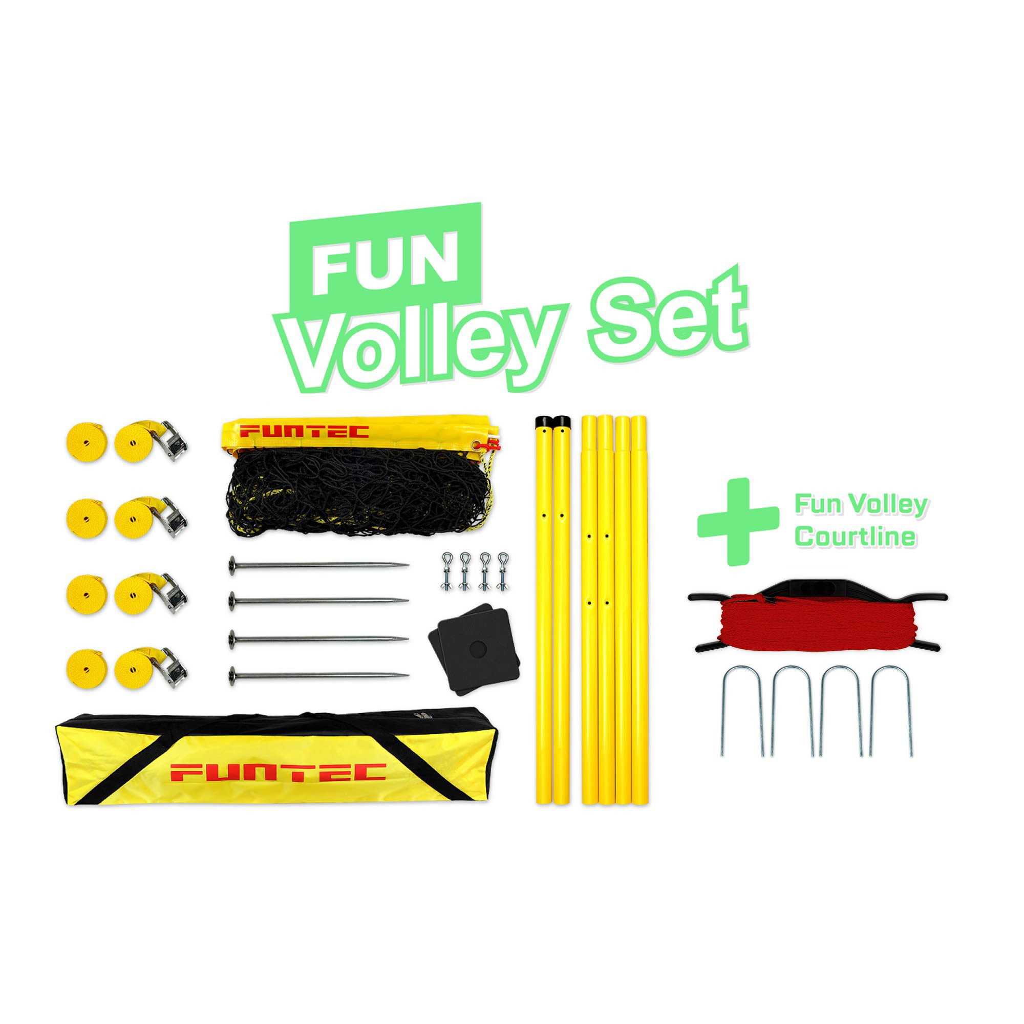 Funtec Fun Volley Set - Bundle mit Spielfeldlinien