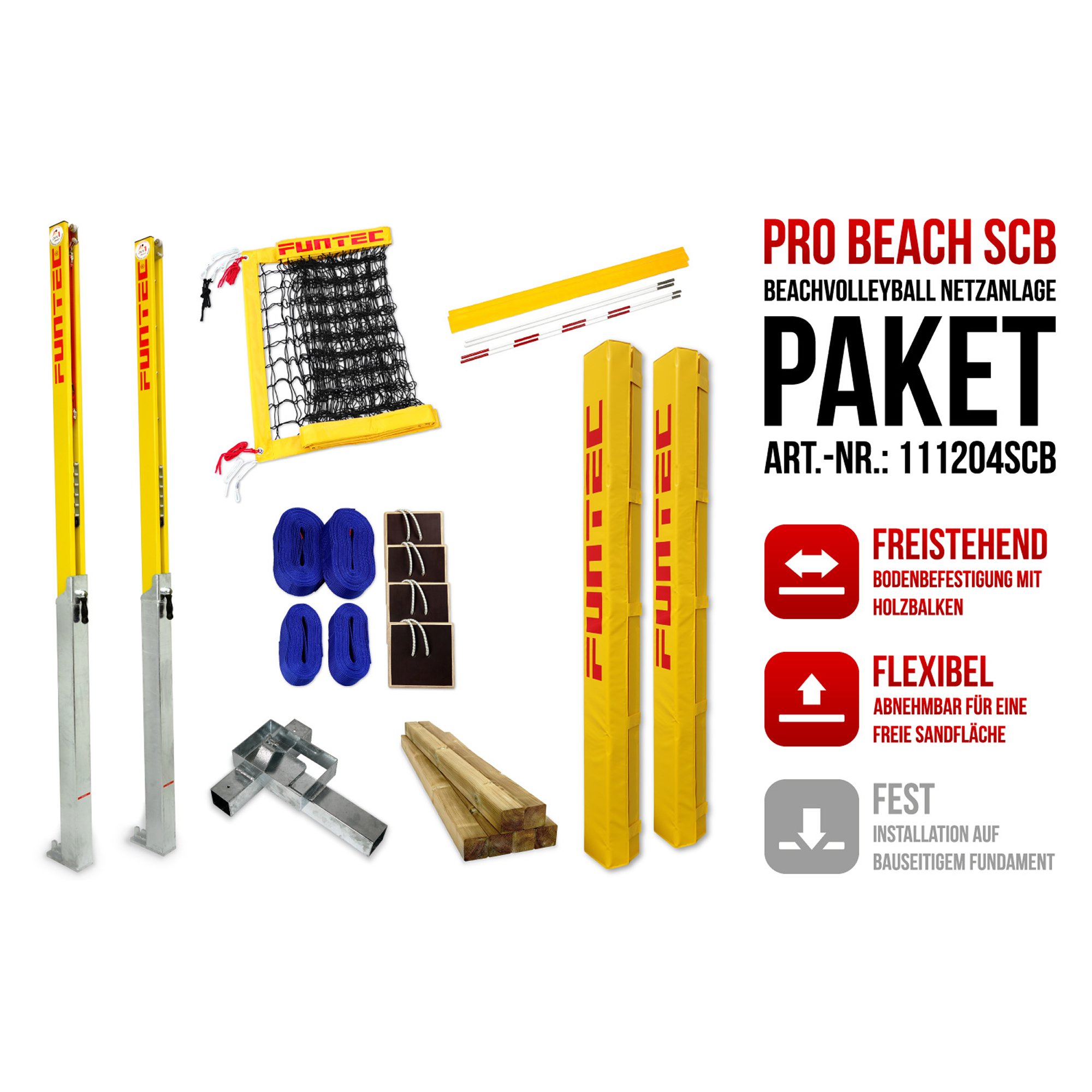 Funtec Pro Beach Beachvolleyball Netzanlage Switch+CB