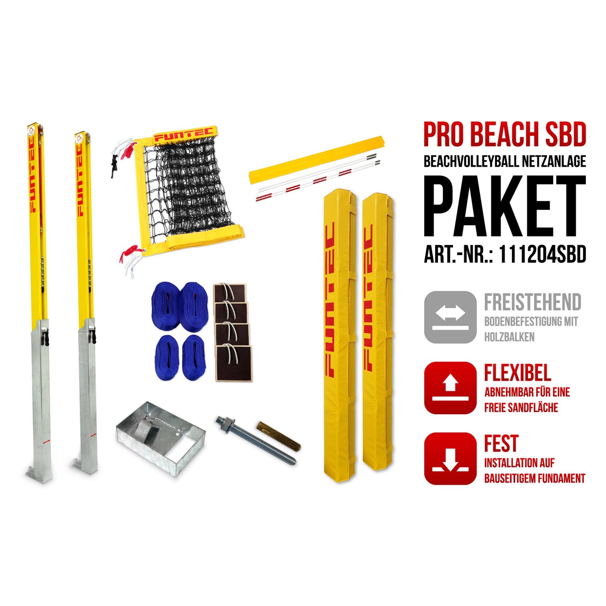 Funtec Pro Beach Beachvolleyball Netzanlage Switch+BD