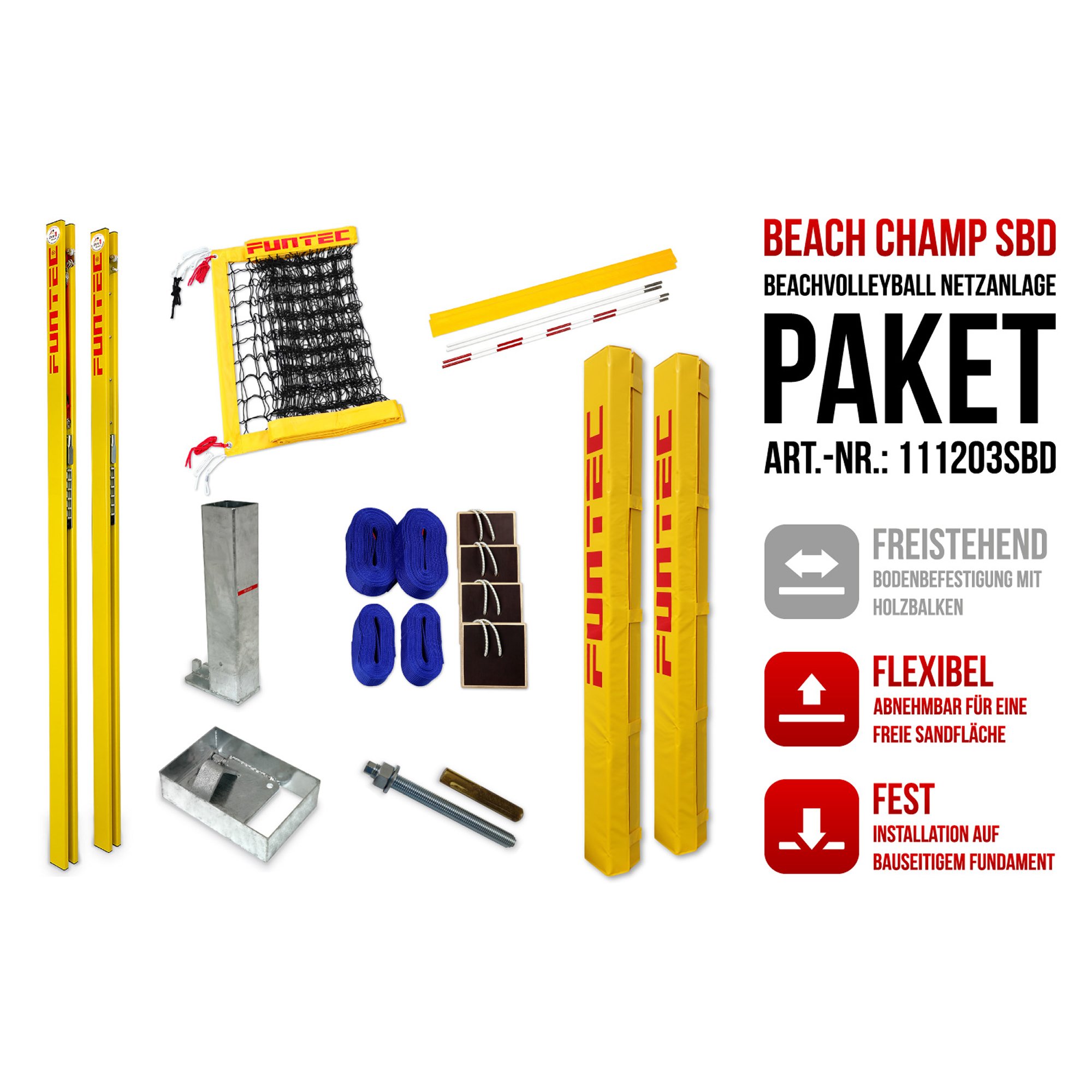 Funtec Beach Champ Beachvolleyball Netzanlage Switch+BD